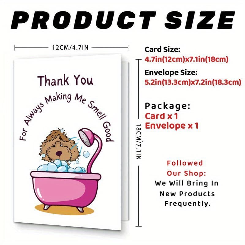 TEMU 1pc A Thank You Card For , A Expressing Gratitude, A Gift To A Dog Salon For Him Or Her, Complete With An Envelope