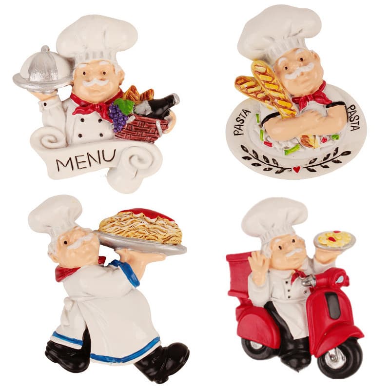 TEMU 4pcs Chef-shaped Statues - Resin Wall-mounted Message Clips, Cute Kitchen Decor With Chef Figures For Wedding & Decorations, Functional Holders For Home Or Spaces (4pcs)