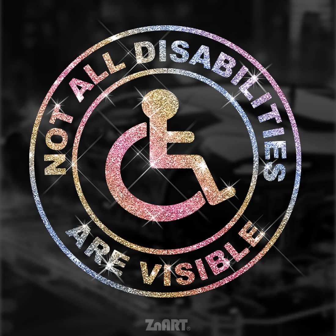 TEMU 1pc "not All Disabilities Are " Shimmery Vinyl Sticker For Motorcycles, Cars, Trucks, , Wall, Laptops, Bling Car Stickers, Detachable No Residue Self Adhesive