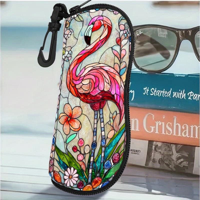 TEMU 2d Flat - A Single Exquisite Portable Zipper Case For Glasses, Featuring Lovely And Vibrant Floral Designs, Making It Perfect For, Everyday, And Office Use. An Gift Option Fashion Or Art