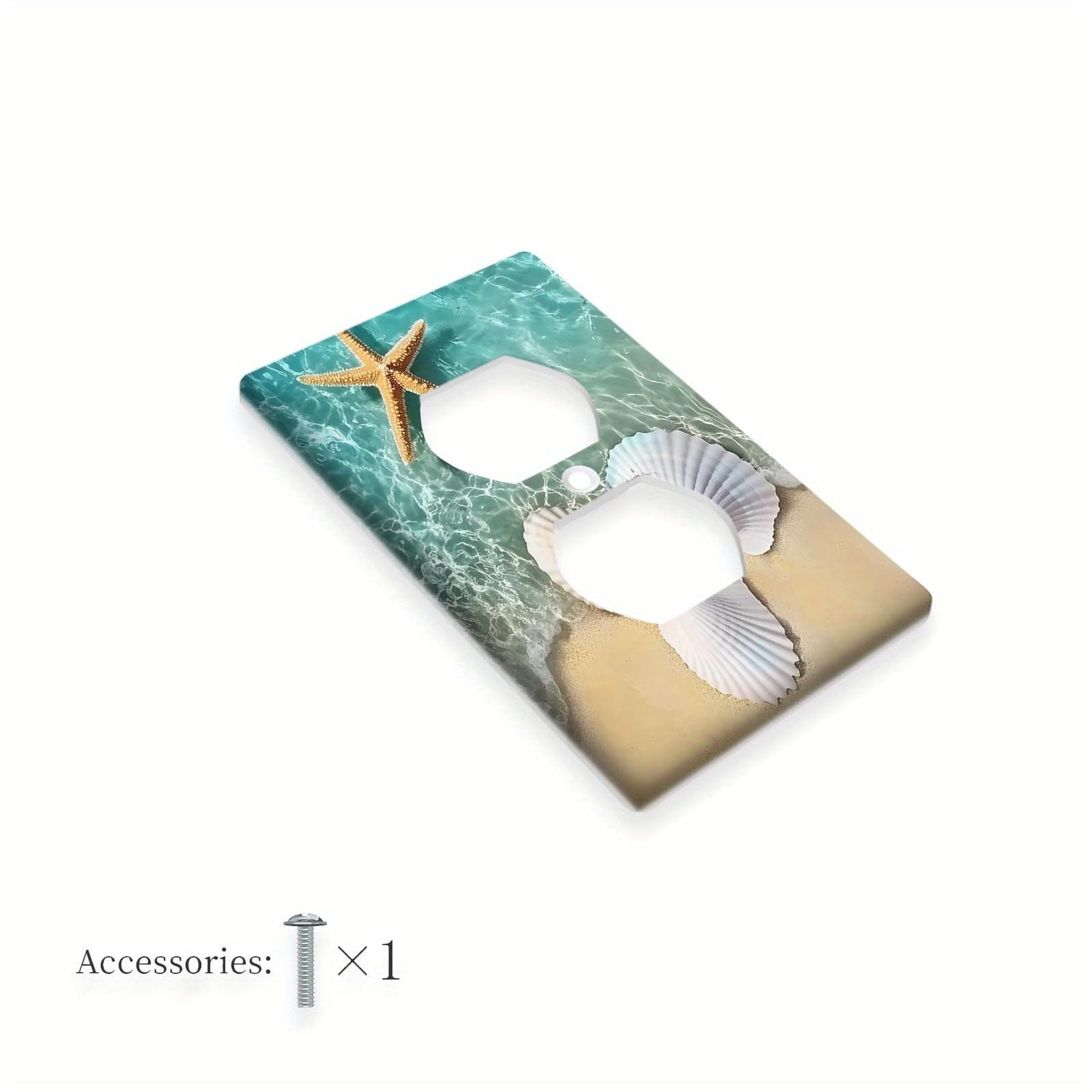 TEMU 1pc 1gang/2gang Beach Shell Printed Print Decorative Wall Plate Graphics Wallplates Light Switch Cover Indoor Outdoor Bedroom Kitchen