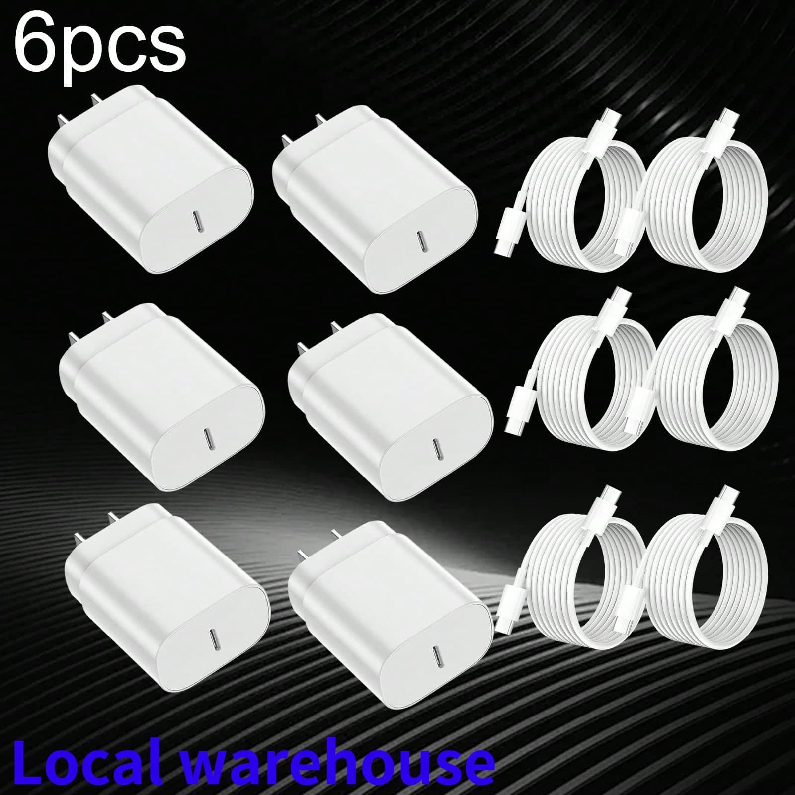 TEMU Set Of 6 Type-c Phone : Usb-c Charging Block Plus A 4-foot Type-c Cable - Works With S23 Ultra/s23/s23+/s22 Series/s21 Ultra/s20 Ultra/note 20/note 10/z Fold 3 | From Local Warehouse