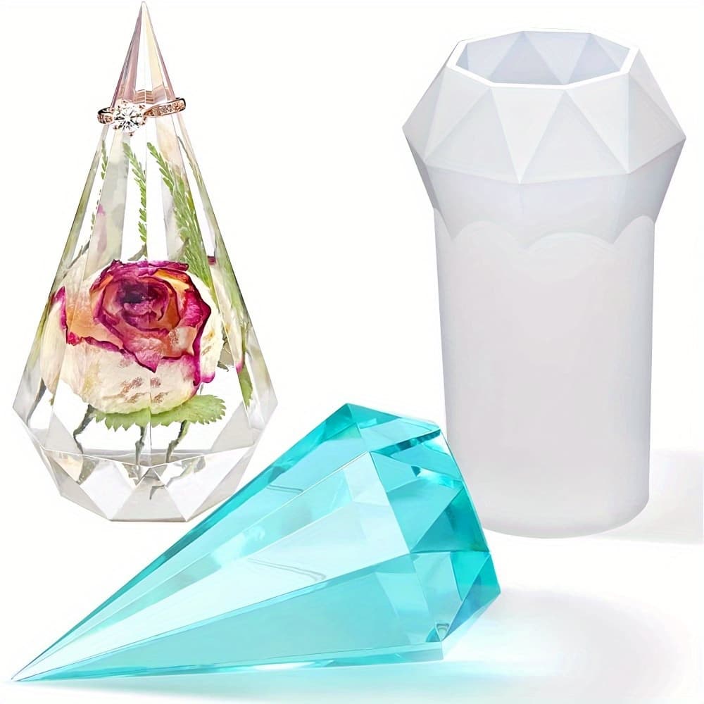 TEMU Ring Cone Resin Mold Silicone, Diamond Shaped Ring Holder Molds For Resin Casting