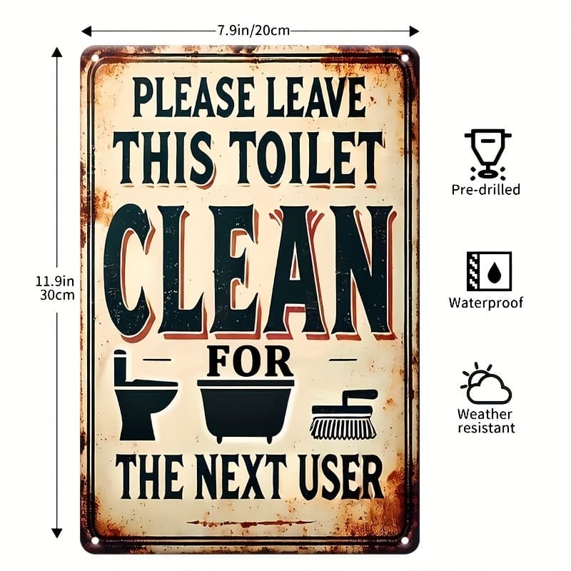 TEMU A Vintage Aluminum Sign That Says "please Keep The Toilet Clean" - Ideal For Decorating Bathrooms, Homes, Cafes, And Bars, Making It A Great Addition To Any Room