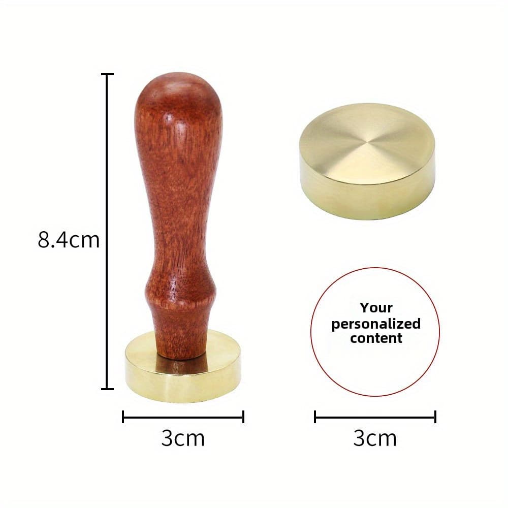 TEMU Personalized Wooden Handle Seal With Brass Embossing - Custom Text, Image, Or Logo Design For Branding And Crafts, Branding Tool | Seal | Wooden Handle Seal