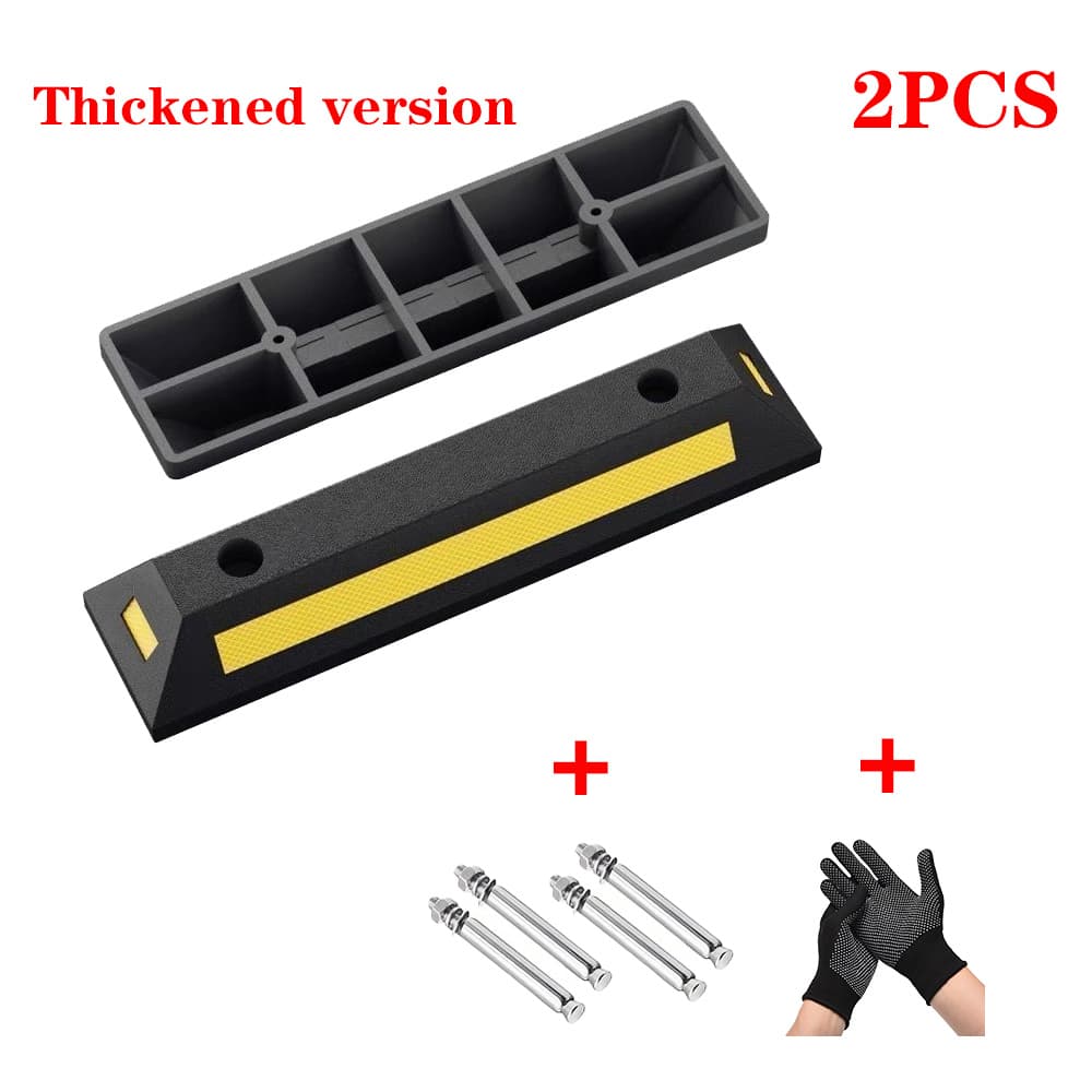 TEMU Heavy-duty Rubber Parking Designed To Garages, Featuring Reflective Yellow Tape For Visibility. Suitable For All Vehicle Models, In Packs Of 1, 2, Or 4