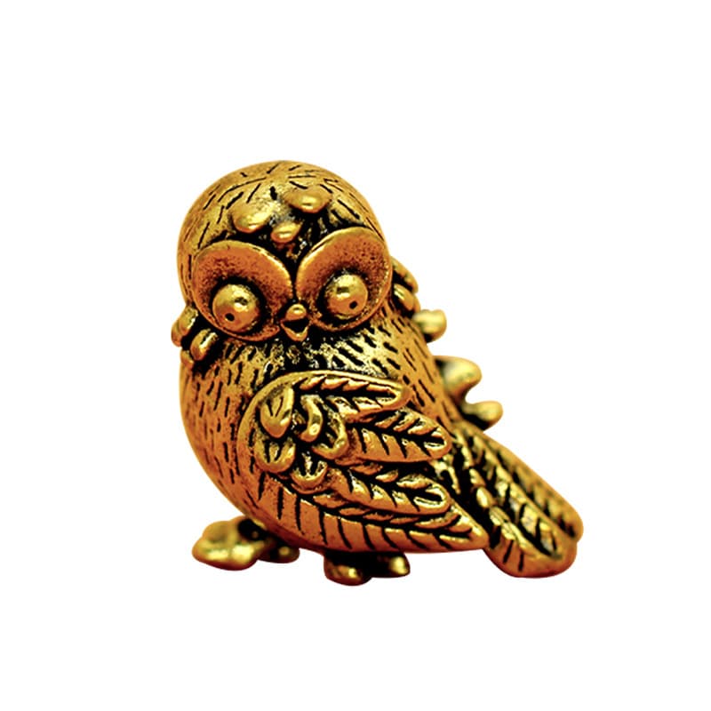 TEMU 1pc Mini Owl Figurine, Creative Handmade Metal Bird Statue, Decor, Desk Ornament, Suitable For ,