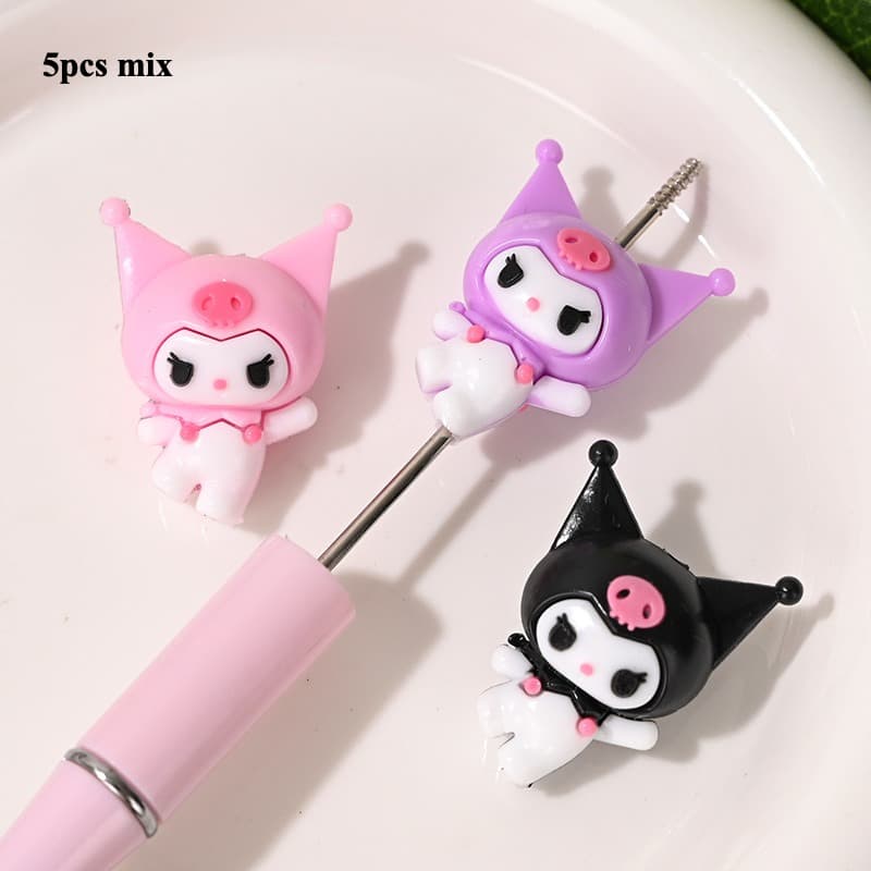 TEMU 5pcs Kuromi Full Body Cartoon Bead Loose Beads, Jewelry And Accessory Making Supplies, Used For Handmade Bag Chain Mobile Phone Chain Bead Pen, Jewelry Making Bracelet Necklace Earring Materials