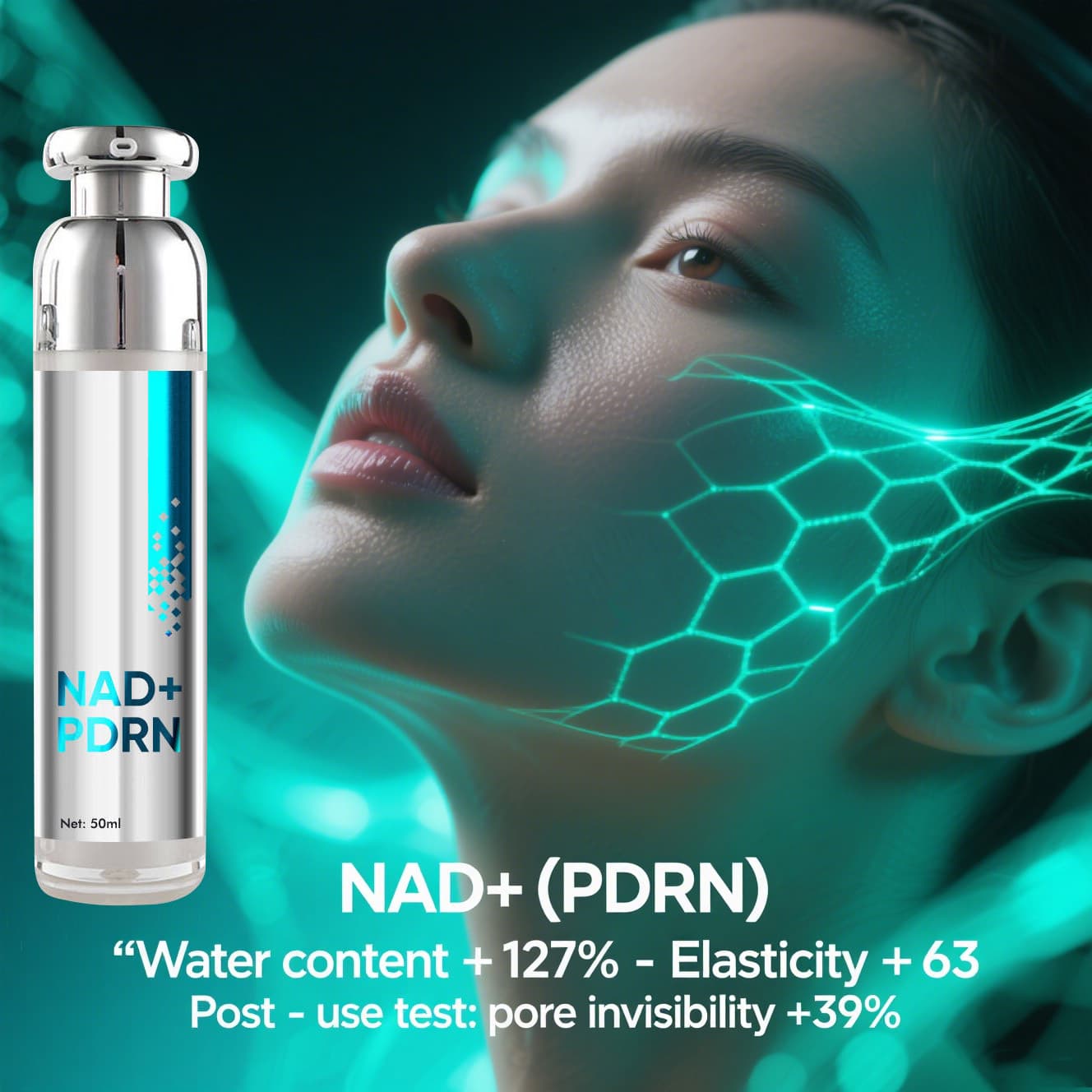 TEMU Nad- 100 Liquid Bottle, Powerful Liquid Bottle, 100000ppm Vegan ,, Plump, Moisturizing, Firming, Korean Skin Care 50ml Glass Bottle