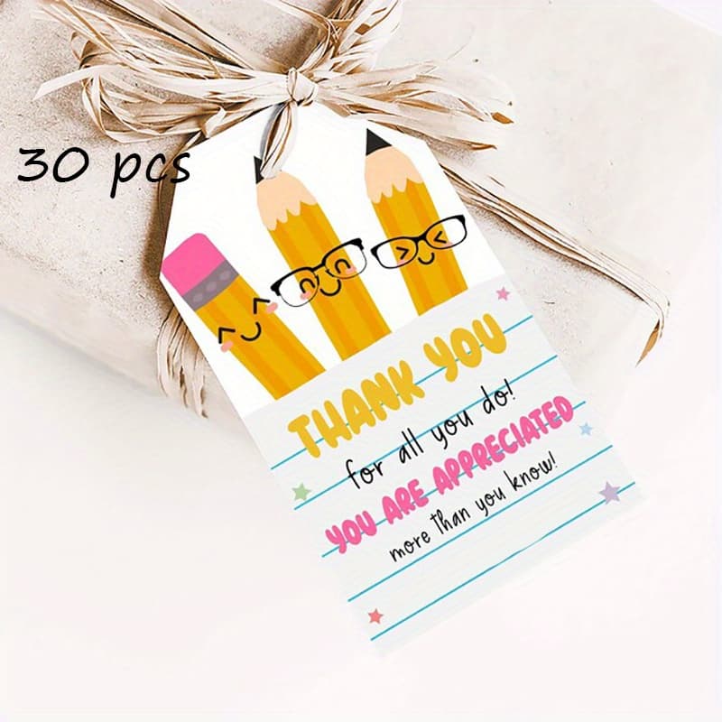 TEMU -30pcs Editable Teacher Appreciation Tags, Pencil Teacher Appreciation Week Gift Tags, Pencil End Of School Year Tag, Thank You Teacher Tags, 88se