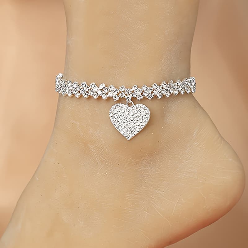 TEMU Bracelet Anklet Shiny Luxurious Fashionable Simple Heart-shaped New Commemorative Jewelry Versatile Exquisite Christmas Birthday Gift
