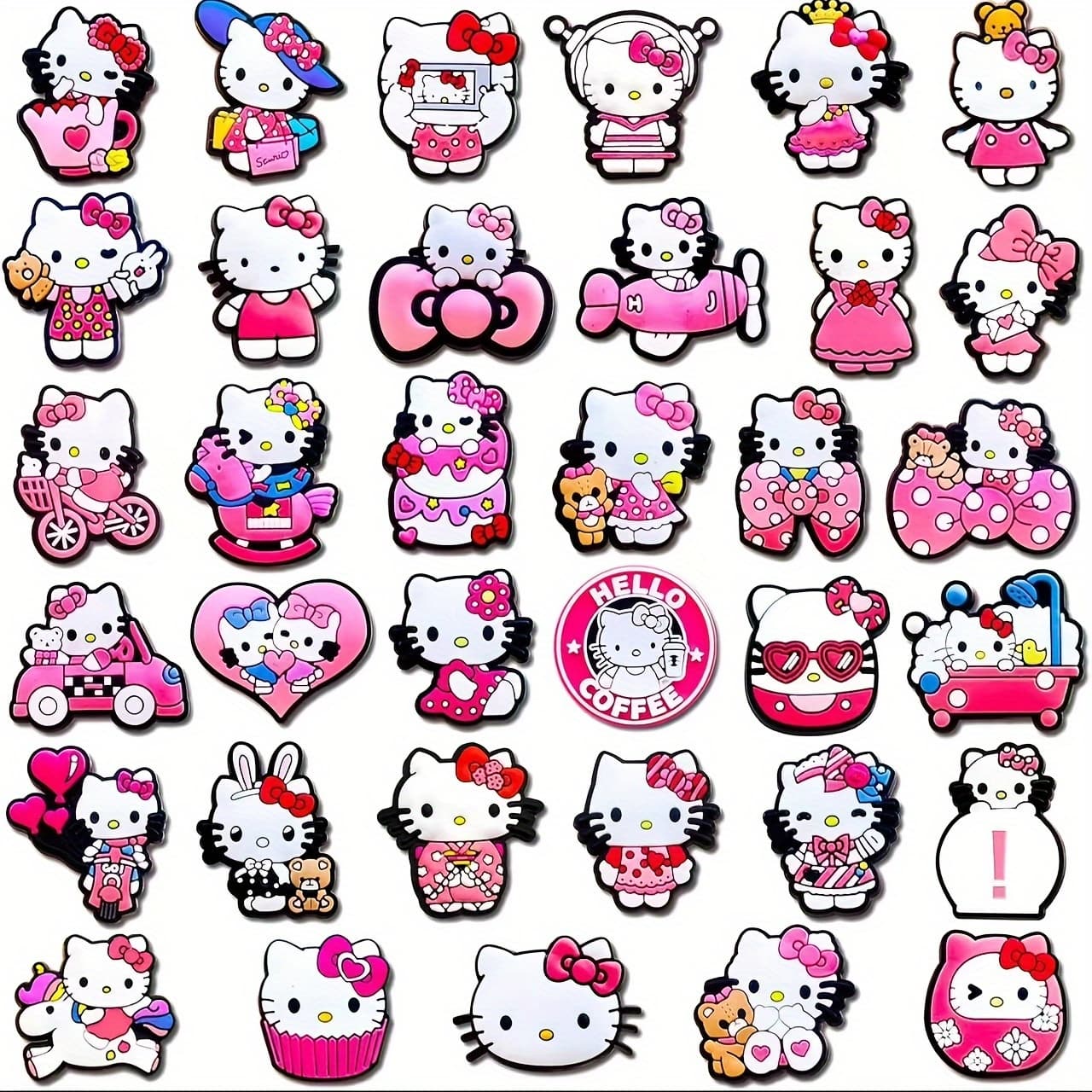 TEMU 32pcs Hello Kitty Shoelace Charms Set, Pvc Removable Additions, Animal Theme Shoelace Decoration Kit, Brand: