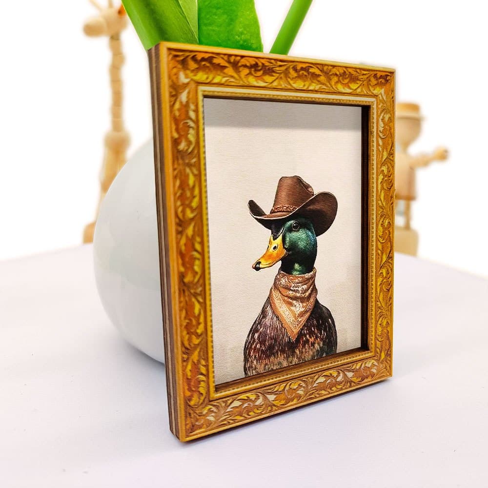 TEMU A Fun Cowboy Duck Fridge Magnet, A Mini Wooden Decorative Painting, Wooden Magnetic Sticker With Creative Animal Design, Home Kitchen Decor, Unique Gift, (back Is Fully Magnetic)