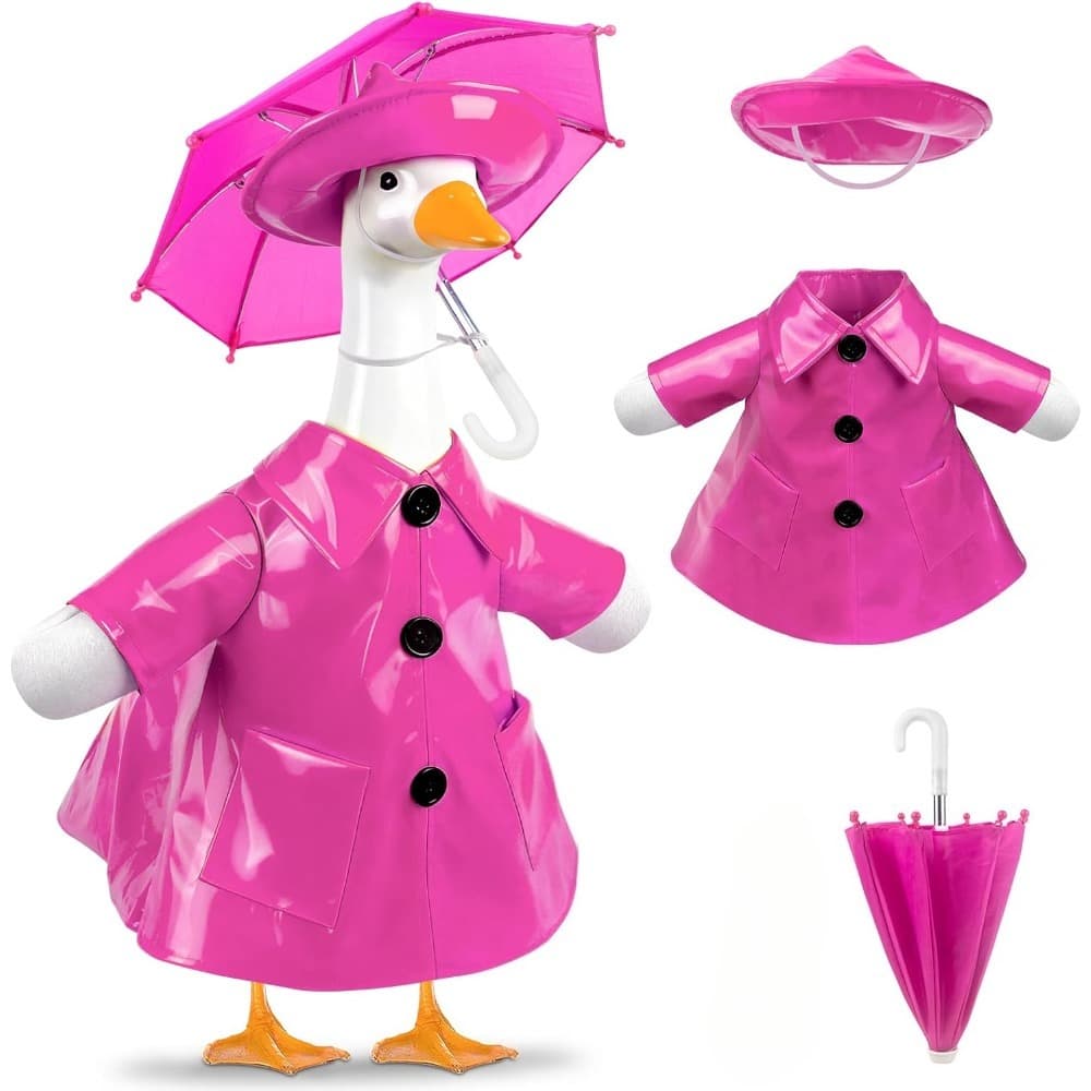 TEMU Porch Goose Outfits, Summer Lawn Goose Statue Pink Raincoat Costume, Goose Clothes For Summer Outdoor Patio Yard Lawn Garden Decoration