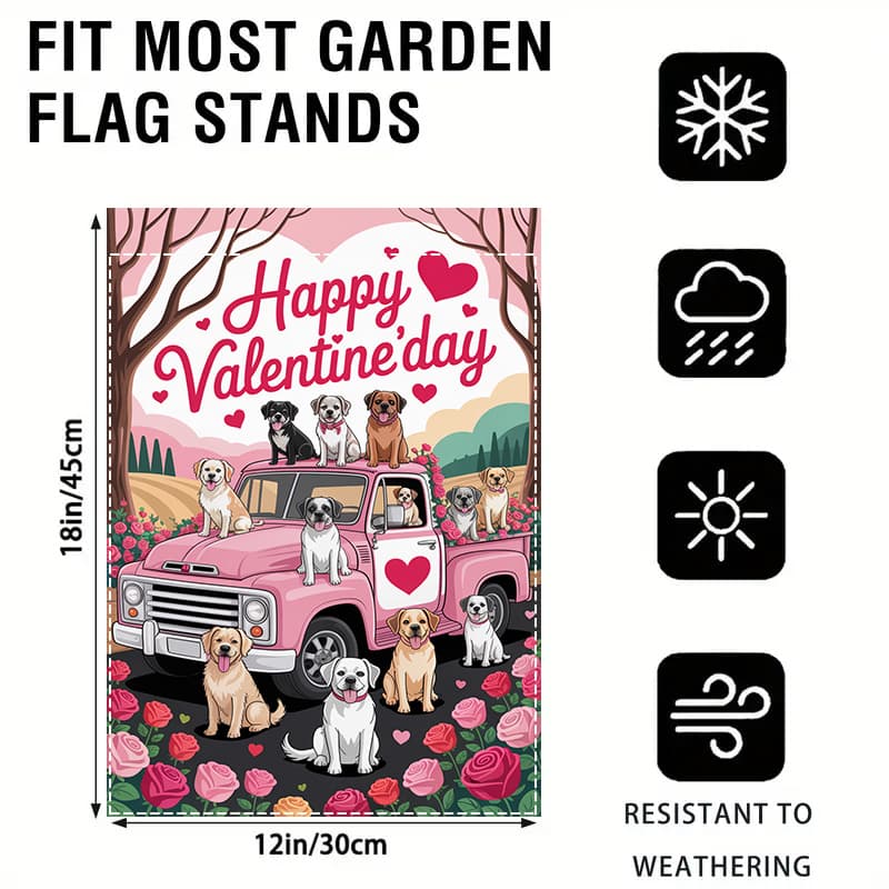 TEMU 2d Flat, 1pc, Flag, No Flagpole, 12x18inch, Polyester, Courtyard Decoration, Perfect For Weddings And Valentine's Day Etc. Holiday Decor, Outdoor Yard & Lawn Decor, , 2d Flat