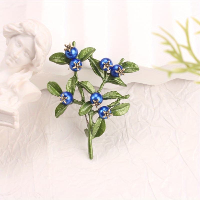 TEMU Elegant Enamel Blueberry Brooch, Retro Unique Plant Brooch, Women's Fashionable , Unisex Clothing Accessories