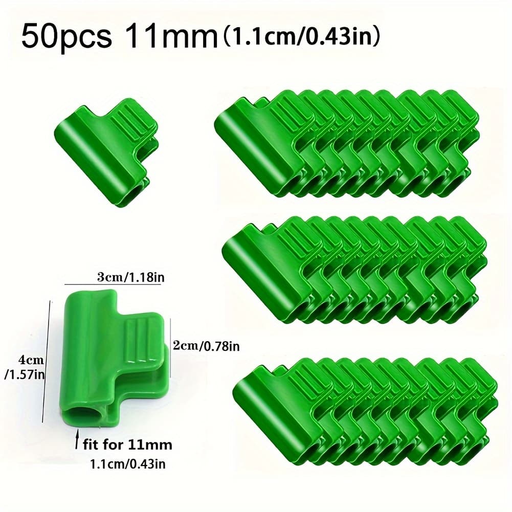 TEMU 50pcs Greenhouse Clamps For 0.43inch Plant Stakes - Plastic Film Row Cover Netting Tunnel Hoop Clips - Support For Garden Shading Mesh
