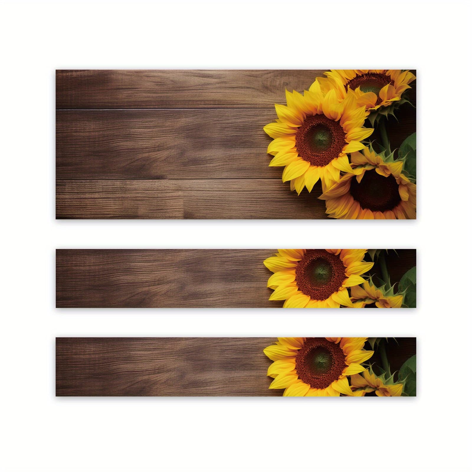TEMU 3pcs Sunflower Style Picnic Tablecloth, Dark Wood Stripes, Tablecloth Decorative Art, Rectangular Polyester Picnic Tablecloth And Bench Cover With
