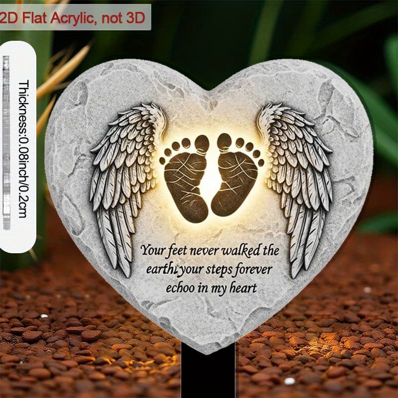 TEMU 2d Flat, [2d Flat] 1pc 2d Flat Acrylic 9.06in Plant Stake With Sharp Tip For Gardens Heart Shaped Stone With Enhances Flower Pots As Flower Pot Decorations, For Outdoor Courtyard Gifts, 2d Flat