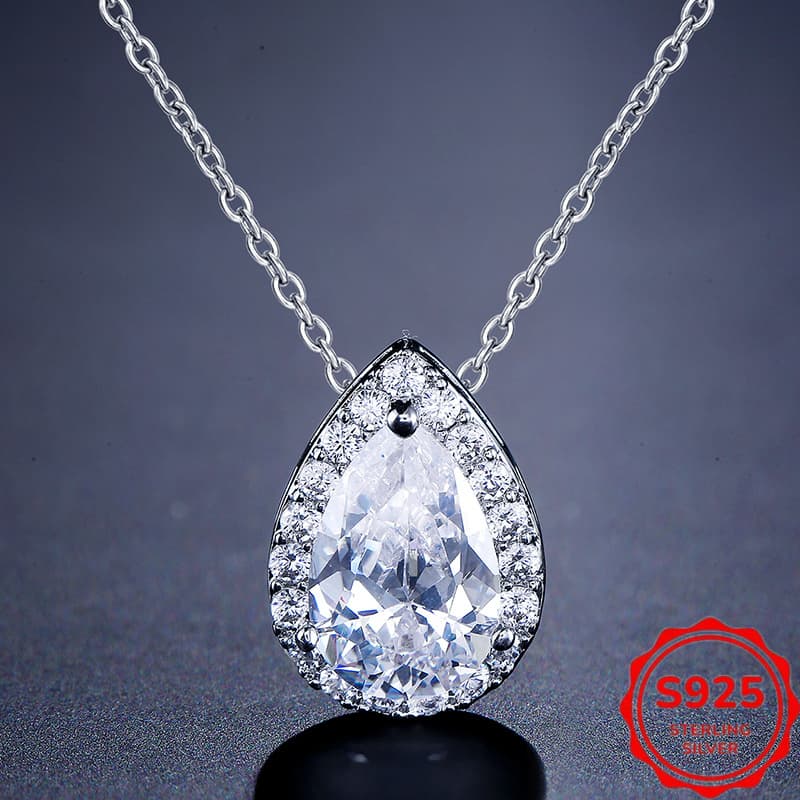 TEMU 3 Carat Drop Shaped Moissanite Pendant Necklace Ladies, Moissanite Pendant, 925 Sterling Necklace, Bridal Set Jewelry Gift, Christmas Gift