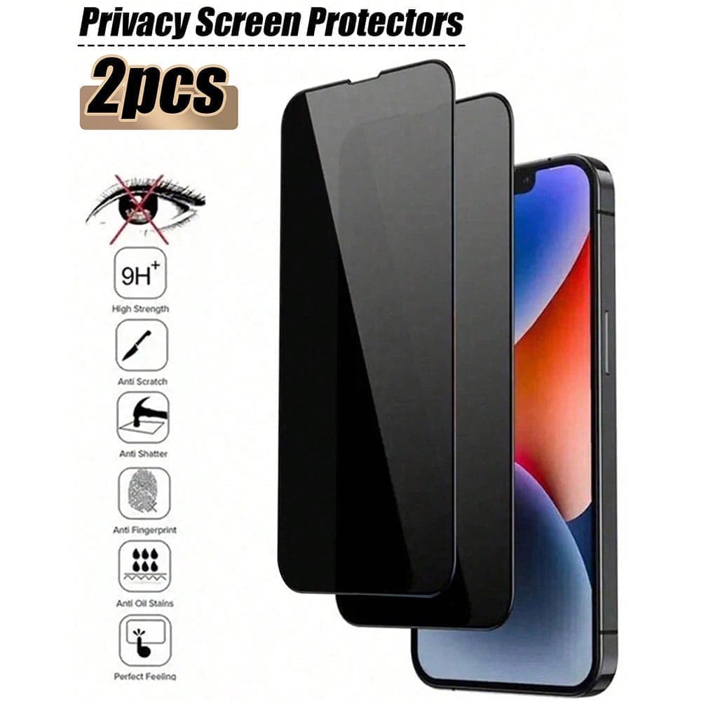 TEMU 2pcs For Iphone 17/ Air/17 Pro/17 Pro Max, Full Coverage Anti-spy Privacy Screen Protector, High-definition Glass, 9h Hardness, Anti-scratch, Curved Edge, Touch Sensitive