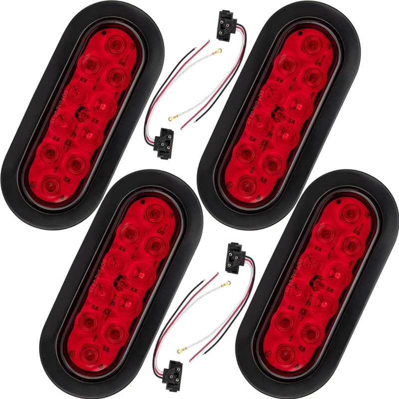 TEMU 6 Inch Led Tail Light 4pcs For Rv Truck - Stop/turn/tail Light Marine - Including 3-pin Wires And Grommet
