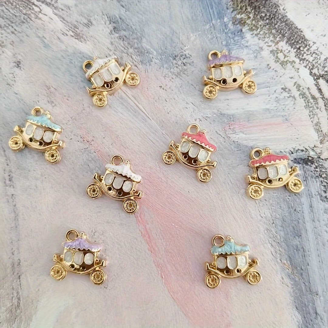 TEMU 8pcs Fashion Cute Alloy Pumpkin Car Pendant Suitable For Necklaces, Bracelets, Keychains, Jewelry Making