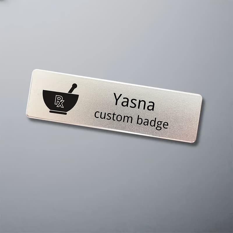 TEMU Custom Metal Badges, Silvery Stainless Steel Name Tags, Personalized Designs With Names And Job Titles, Suitable For , Managers, Pharmacists, And Staff Name Tags