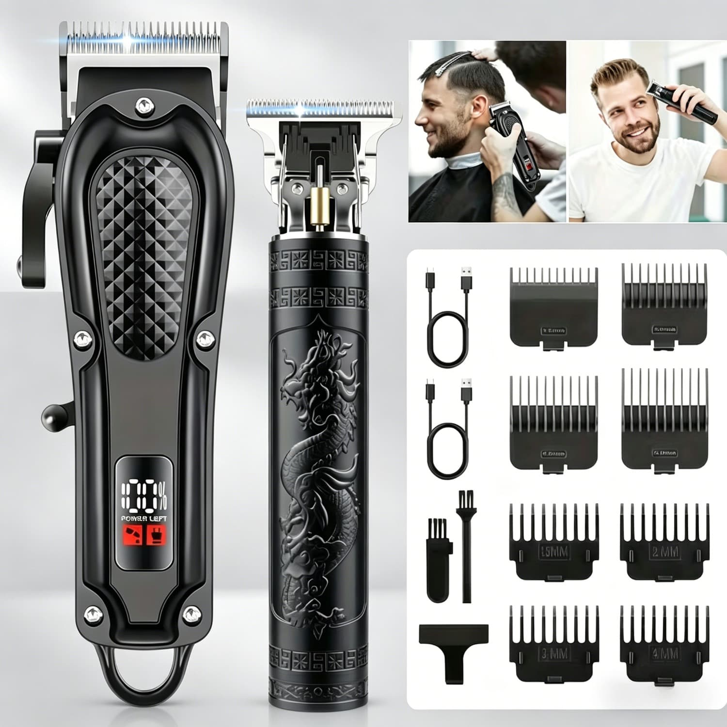TEMU Professional Men's Hair Clipper And Beard Trimmer Set, Suitable For And Trimming Tools, Hair Clipper With Led Display, Usb Rechargeable Beard Trimmer, Father's Day Gift