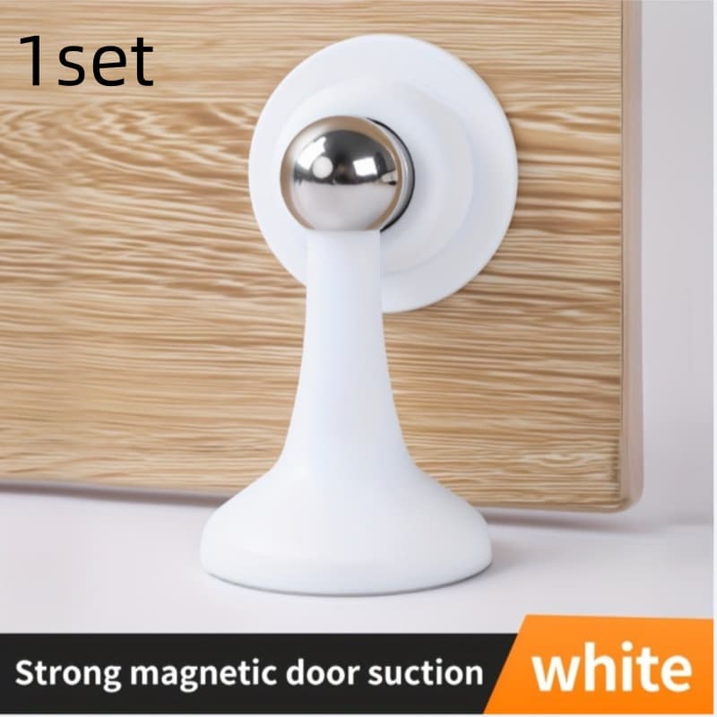 TEMU 2pcs Door Suction Without Punching (1 Door Suction Head And 1 Door Suction Base) New Household Strong Magnetic Door Suction, Anti-collision And Silent Bathroom, Windproof Suction Behind The Door