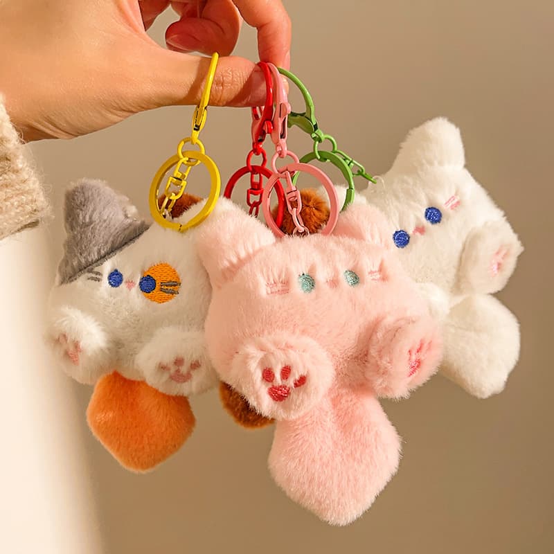 TEMU 3pcs Cat Plush Keychain & Bag Charm - Handmade Cute Kitten Pendant, Soft Plush Doll Accessory For, Collectible Gift For Cat Lovers (random Style) - Key Ring Accessory Suitable For Doll Machine