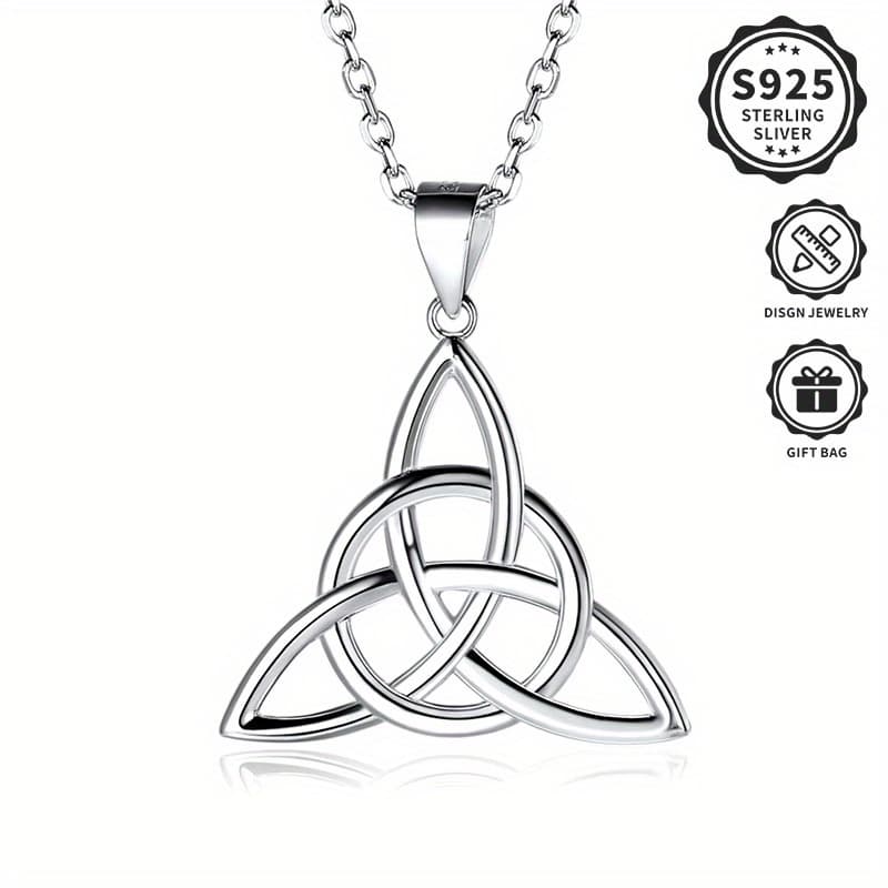 TEMU Stylish 925 Sterling Silver Necklace For Women Featuring A Vintage /circle Pendant With An Knot, Perfect As A Gift (3.5g/0.123oz)