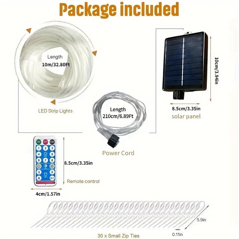 TEMU 32.8ft Solar-powered Led Pool Light String With Remote Control, 8 Flashing Color , Rechargeable Battery, Above Ground Pools, Parties, And Garden Fences, Outdoor | Colorful Pool Lights| Lights