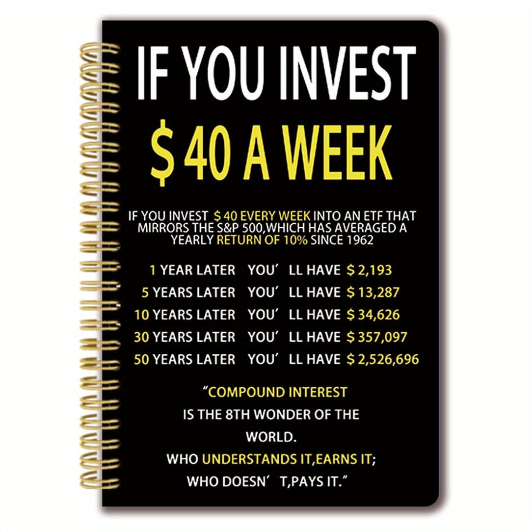 TEMU A Notebook With A Cover That After Saving $40 Per Week, Measuring 5.5x8.3 Inches, Double-sided 50 Pages, Smooth Writing, And Teaches You The Importance Of