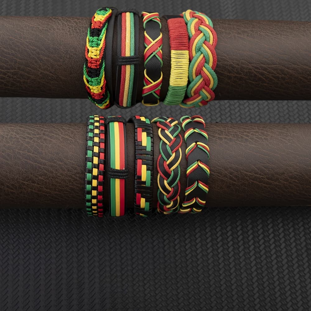 TEMU 10pcs/set Bohemian Style Leather Bracelets For Women And Men, Day Gifts