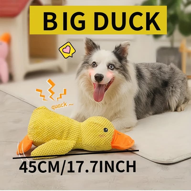 TEMU Fabric Geometric Pattern Plush Dog Toy, Suitable For Large Dogs - Squeaky Duck Chew Toy For Teeth Grinding - Interactive And Dental Health Accessory