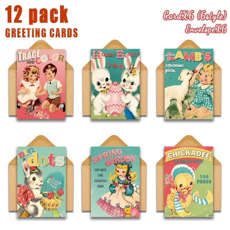 TEMU A Set Of 12 Colorful Cartoon Animal Cards With Envelopes For Easter, Suitable For Occasions, Perfect As New Year Gifts For