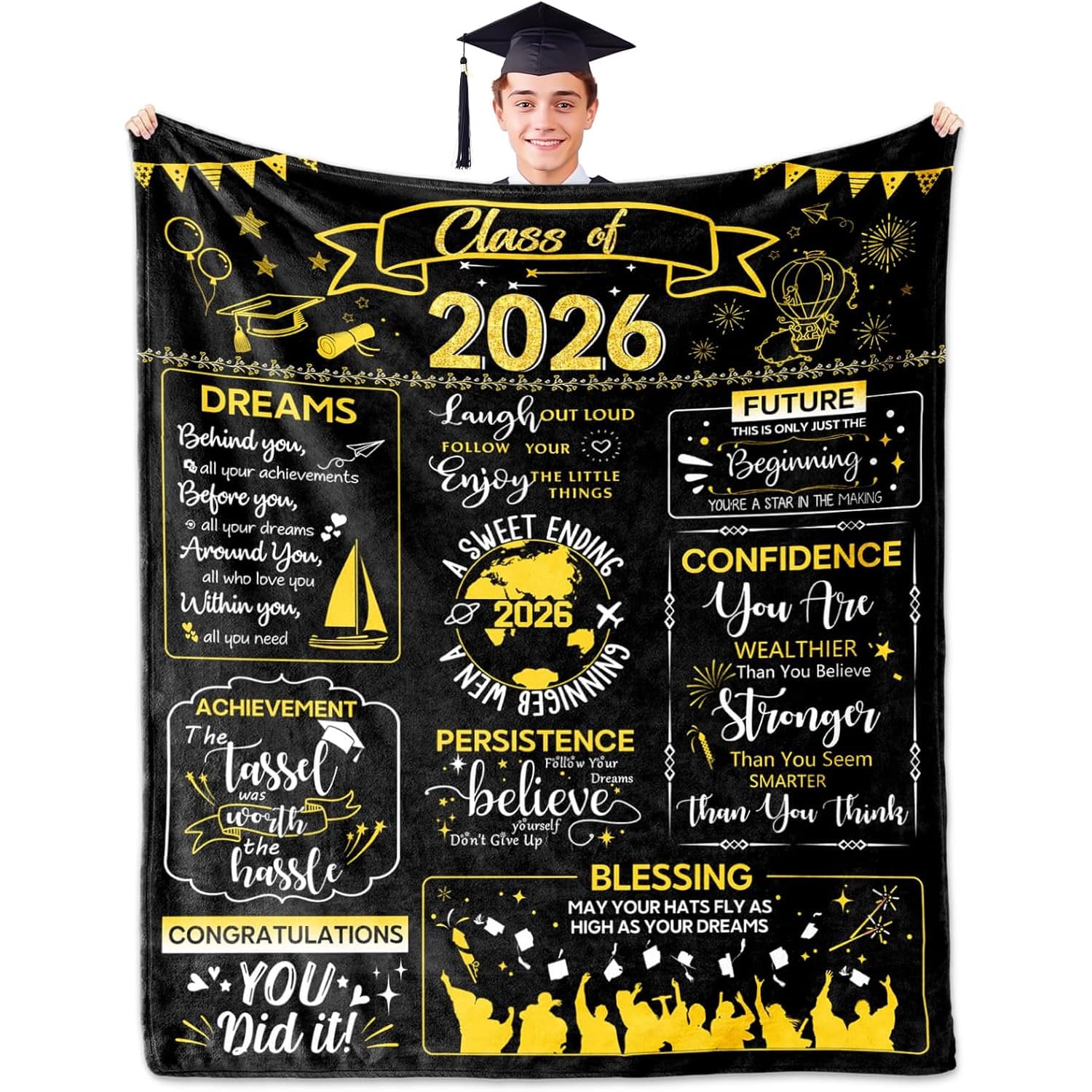 TEMU 2026 Graduation Gifts, College Graduation Gifts For Him Blanket 60"x50", Graduation Gifts For Her, Graduation Gifts, Gifts For Graduation, 2026 Graduation Phd Degree Graduation Gifts