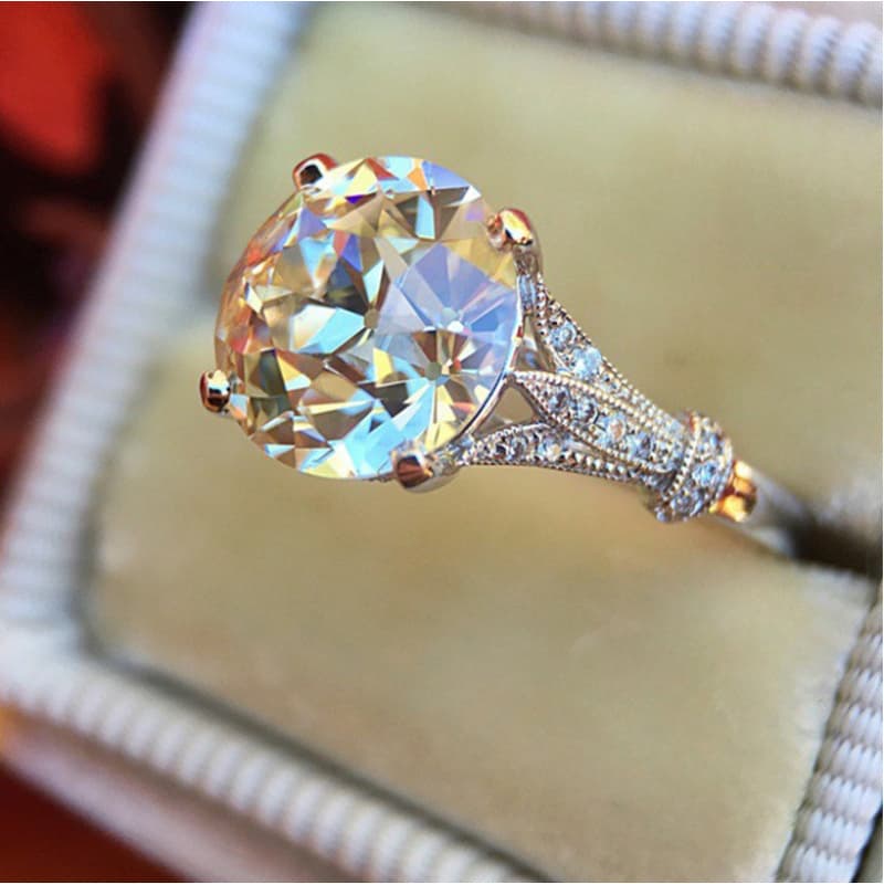 TEMU 1pc Fashionable And Exquisite New Simulation White Synthetic Synthetic Synthetic Zircon Engagement Ring For Teenager, For Teenager, For Teenager