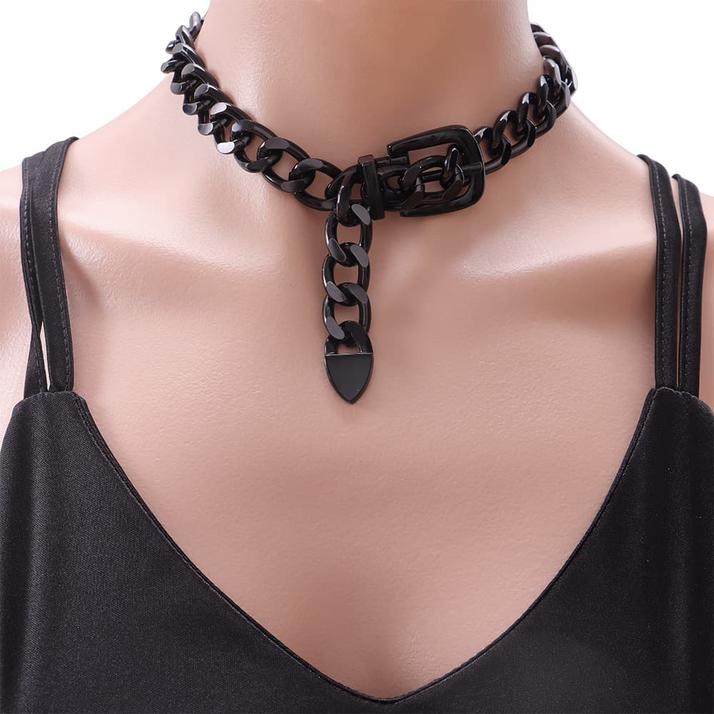 TEMU Stylish Necklace Featuring A Minimalist Belt Chain Design, European And American Hip-hop