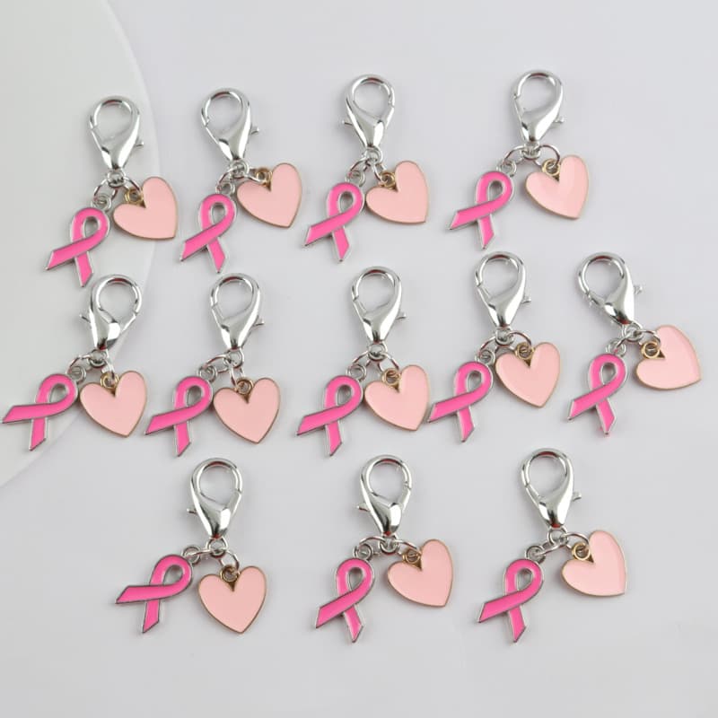 TEMU 12pcs Pink Series Bow Tie And Heart Keychain Set For Bag Accessories, Inspirational Gift Set For Women, Positive Support Gift