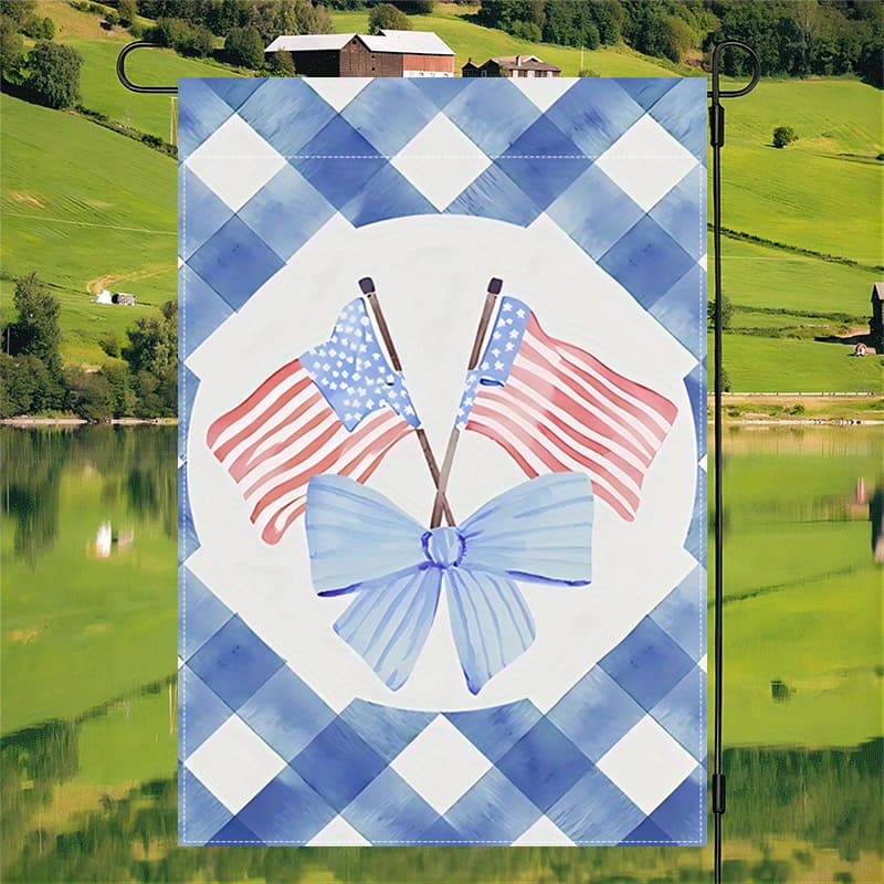 TEMU 1pc Patriotic American Flag Garden Flag - Double-sided Outdoor Decoration, Star Striped Design, Suitable For Day July 4th, Durable Polyester Material, No Flagpole Included, Outdoor Garden Flag