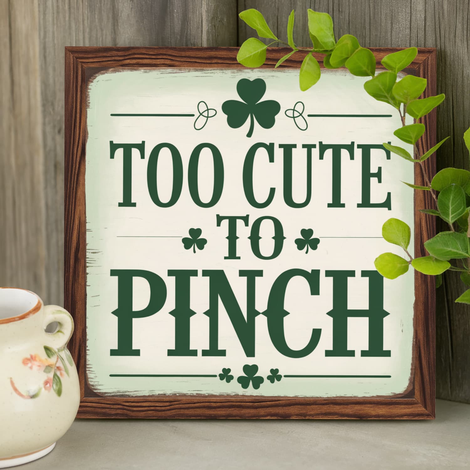 TEMU 1pc To Pinch 's Day Wooden Framed Sign - Vintage Style Wall Art With Shamrock Decor, 8x8 Inch, Perfect Gift & Home Decoration For Your , Wall Art Gift | Vintage Wall Sign | Lettering, Wall Decor