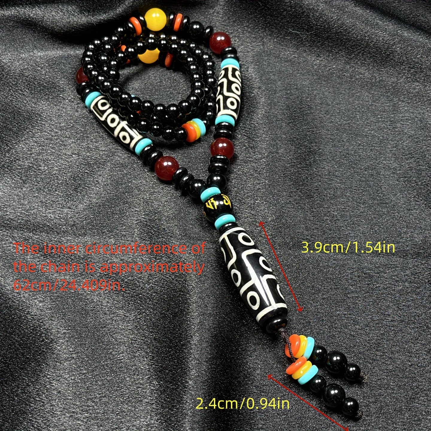 TEMU An Ethnic Agate Bead Necklace, Unisex For Daily Wear, Birthday Gift, A For Couples