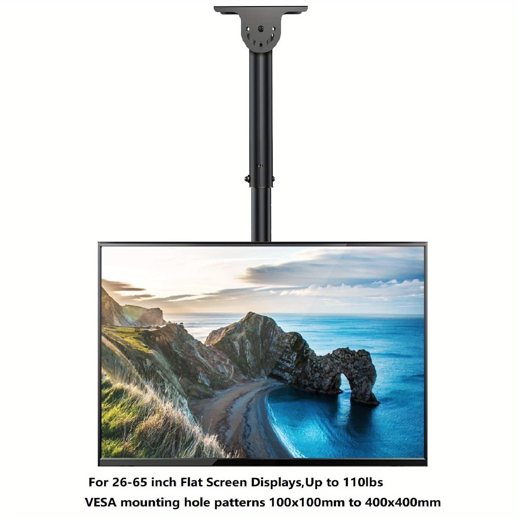 TEMU Display Mounts Dreamsmith Premium Ceiling Tv Mount - Fits 26-75" Flat Or Curved Screens, Up To 110lbs, With Swivel & Tilt, Stainless Steel, Compatible