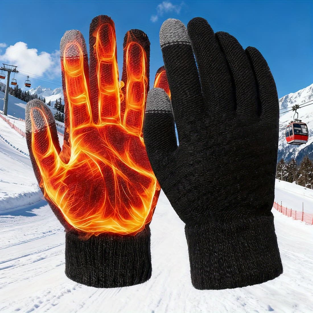 TEMU Unisex Winter Screen Gloves, With Touchscreen Finger Design, Machine Washable, Suitable For Outdoor Activities, Smartphone Use, Skiing, Snowboarding, Commuting (black) - Warm
