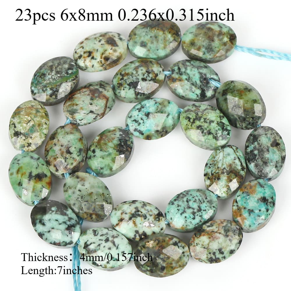 TEMU Set Of 23pcs Of 6x8mm Natural African Turquoise Ellipse Stone Round Loose Spacer Beads For Crafting Handmade Bracelets And Necklaces