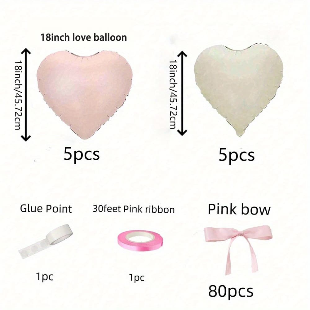 TEMU 92pcs/ Set Bow Love Aluminum Balloon Wedding Ribbon Decoration Birthday Parties Party Decorations Bridal Engagement Bow Themed