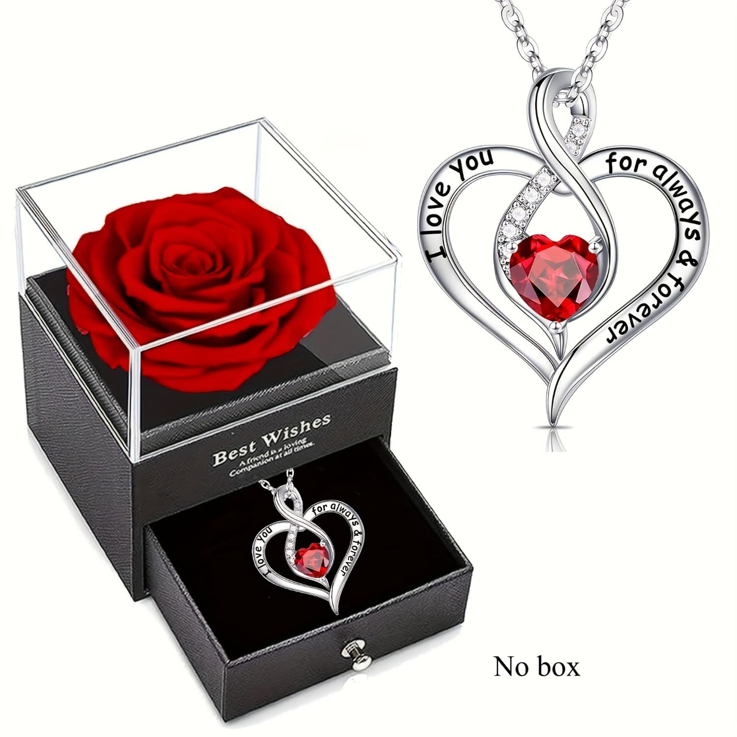 TEMU A Heart-shaped Pendant Necklace Engraved With The Words '', With A Purple Rose And Crystal-like Embellishments. This Elegant Jewelry Piece, Japanese And Korean Styles, Is Very Suitable For Women