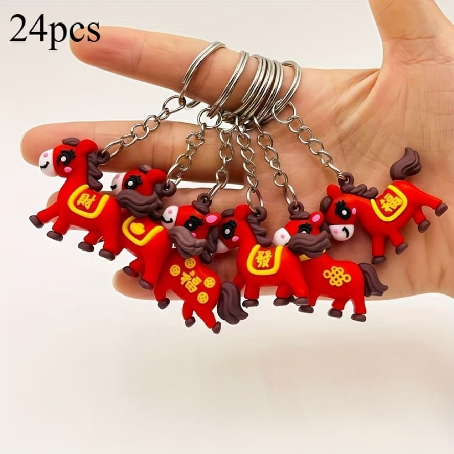 TEMU A Set Of 24 Keychains! Ideal For A Year Of Celebration, From Sturdy Pvc Material, Perfect For Decorating Bags And Festive Occasions. As Gifts For Christmas Or New Year